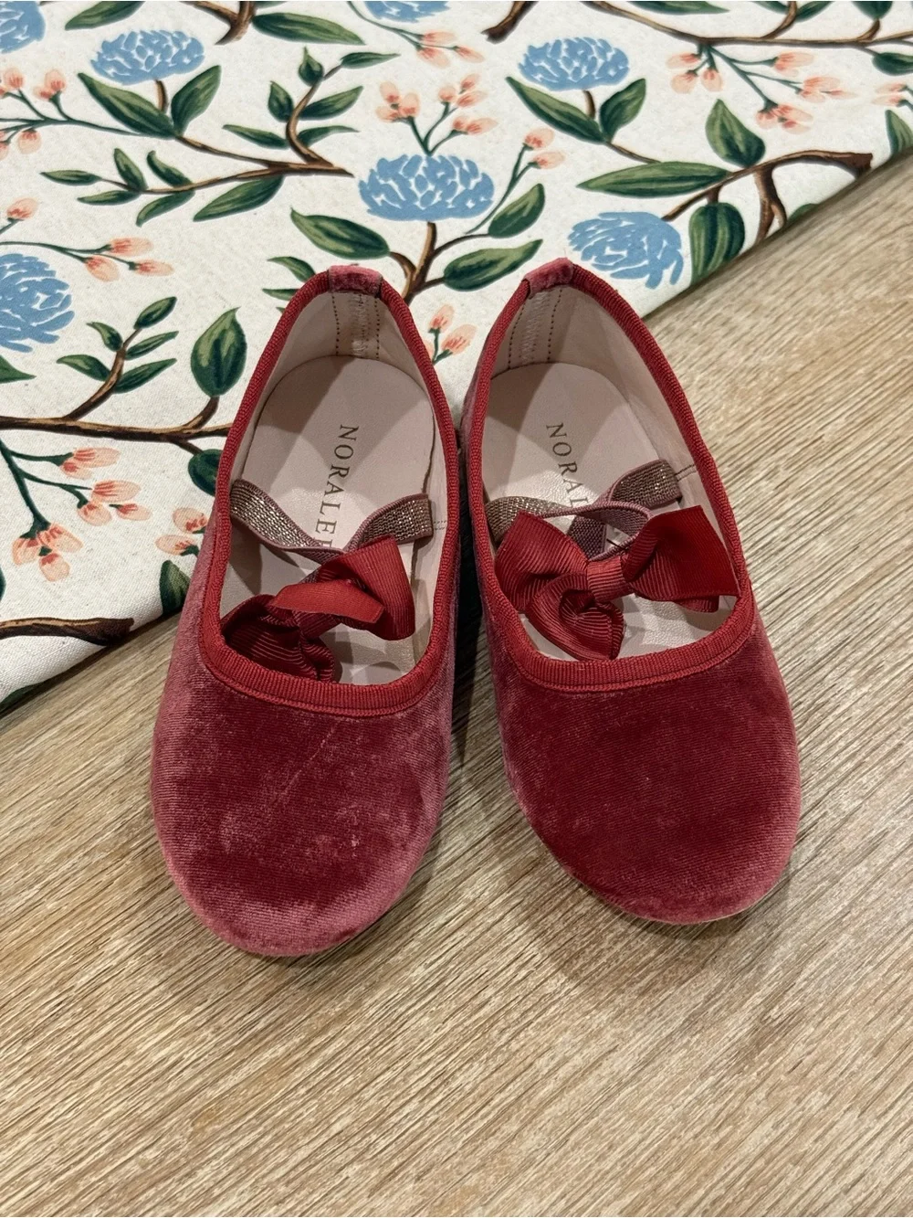 Girls' Noralee Velvet Mary Jane Ballet Flats in Ruby Size 11